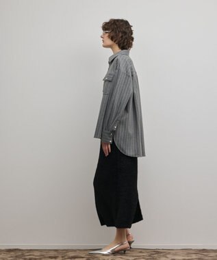 GRACE CONTINENTAL ジャージビッグシャツ ストライプ