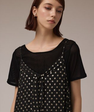 GRACE CONTINENTAL フォイルドットキャミワンピース ブラック