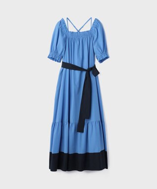 GRACE CONTINENTAL ギャザーロングワンピース ブルー