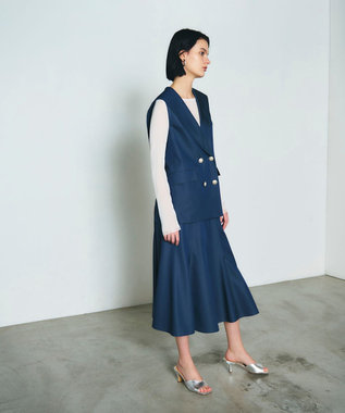 GRACE CONTINENTAL セーラーカラーサテンベスト ネイビー