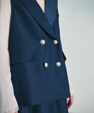 GRACE CONTINENTAL セーラーカラーサテンベスト ネイビー