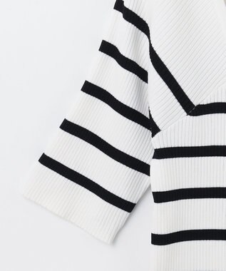 GRACE CONTINENTAL ハーフスリーブニットトップ バイカラー