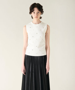 GRACE CONTINENTAL ビジューニットトップ ホワイト