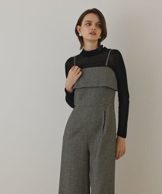 GRACE CONTINENTAL チドリツイードサロペット ブラック