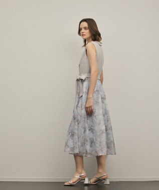 GRACE CONTINENTAL カシュクールフラワープリントワンピース グレー