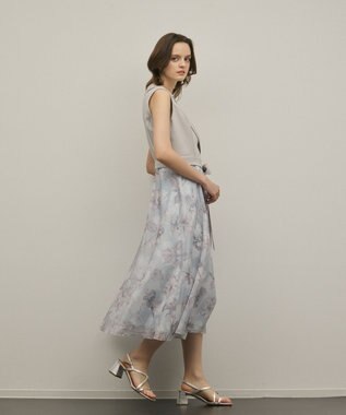 GRACE CONTINENTAL カシュクールフラワープリントワンピース グレー