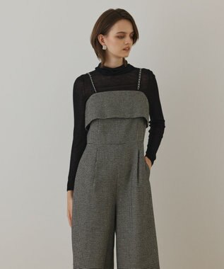 GRACE CONTINENTAL チドリツイードサロペット ブラック