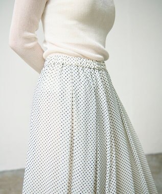 GRACE CONTINENTAL ドットBOXタックスカート ホワイト