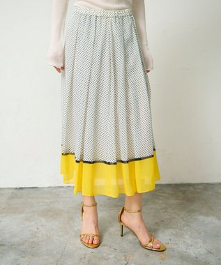 GRACE CONTINENTAL ドットBOXタックスカート ホワイト