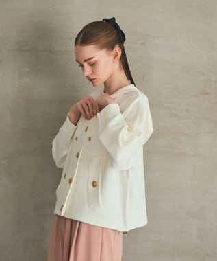 GRACE CONTINENTAL ニットフーディブルゾン ホワイト