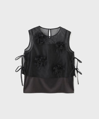 GRACE CONTINENTAL メッシュフラワートップ ブラック