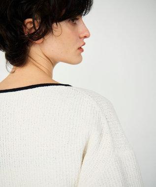 GRACE CONTINENTAL バイカラールーズニットカーディガン ホワイト