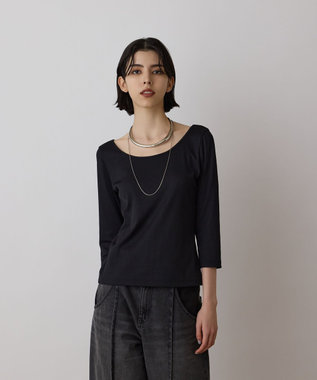 GRACE CONTINENTAL テレコボートネックトップ ブラック