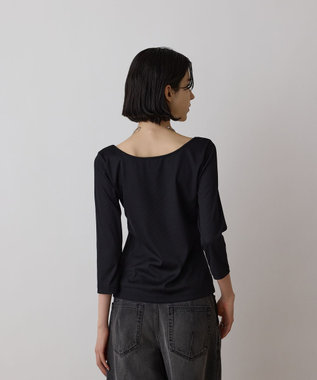 GRACE CONTINENTAL テレコボートネックトップ ブラック