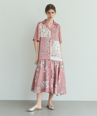 GRACE CONTINENTAL バンダナプリントシャツドレス ピンク