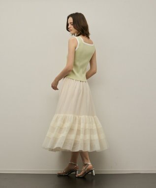 GRACE CONTINENTAL バイカラーリブニットノースリーブ ライトグリーン