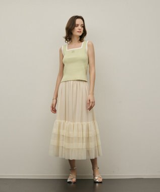 GRACE CONTINENTAL バイカラーリブニットノースリーブ ライトグリーン