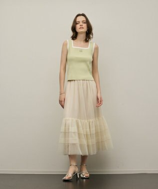 GRACE CONTINENTAL バイカラーリブニットノースリーブ ライトグリーン