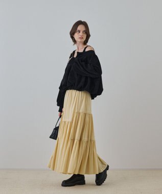 GRACE CONTINENTAL バルーンモールカットカーディガン ブラック