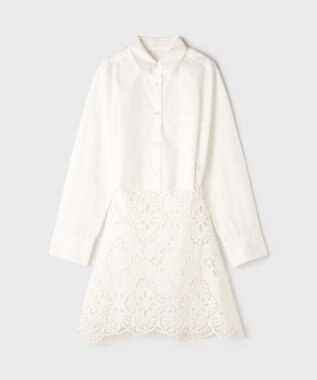 GRACE CONTINENTAL カット刺繍イレギュラーシャツ ホワイト