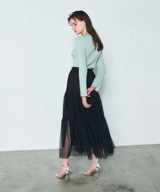 GRACE CONTINENTAL チュールティアードスカート ブラック