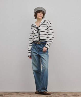 GRACE CONTINENTAL セーラーカラーニットトップ バイカラー