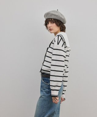 GRACE CONTINENTAL セーラーカラーニットトップ バイカラー