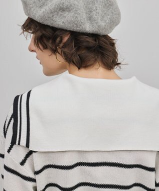 GRACE CONTINENTAL セーラーカラーニットトップ バイカラー