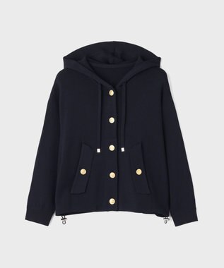 GRACE CONTINENTAL ニットフーディブルゾン ネイビー