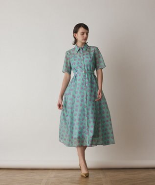 GRACE CONTINENTAL ドローイングプリントワンピース グリーン