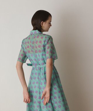 GRACE CONTINENTAL ドローイングプリントワンピース グリーン