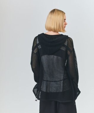 GRACE CONTINENTAL ボーダーメッシュフーディ ブラック