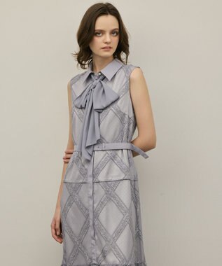 GRACE CONTINENTAL チュールレースワンピース グレー