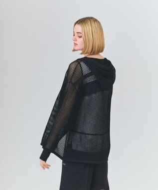 GRACE CONTINENTAL ボーダーメッシュフーディ ブラック