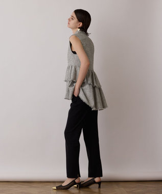 GRACE CONTINENTAL ツイードフリンジジレ グレー