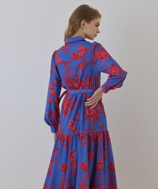 GRACE CONTINENTAL ブーケフラワープリントワンピース ブルー