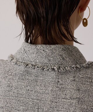 GRACE CONTINENTAL ツイードフリンジジレ グレー