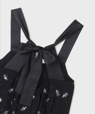 GRACE CONTINENTAL フラワー刺繍ノースリーブワンピース ブラック