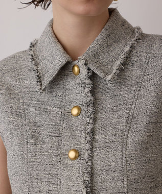 GRACE CONTINENTAL ツイードフリンジジレ グレー