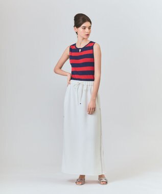 GRACE CONTINENTAL ラインニットノースリーブ レッド