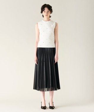 GRACE CONTINENTAL ビジューニットトップ ホワイト