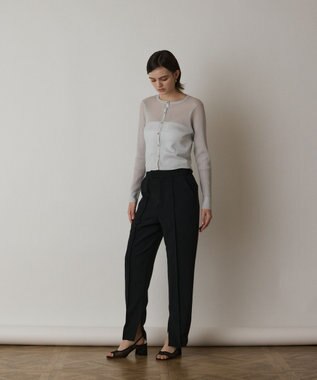 GRACE CONTINENTAL ラメリブシアーニットカーディガン ホワイト