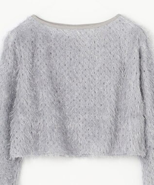 GRACE CONTINENTAL ラメフリンジカットトップ グレー