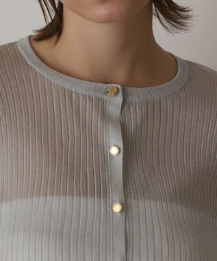 GRACE CONTINENTAL ラメリブシアーニットカーディガン ホワイト