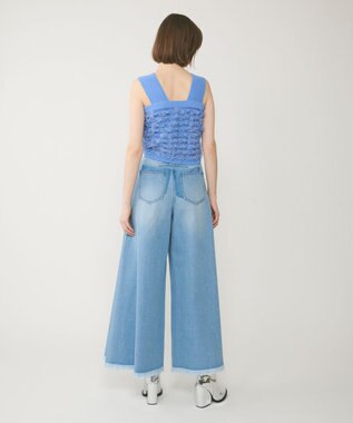 GRACE CONTINENTAL フリンジニットベアトップ ブルー