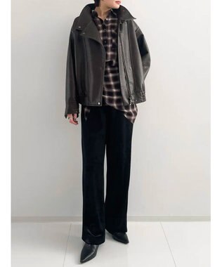 GRACE CONTINENTAL フェイクレザーブルゾン ブラウン