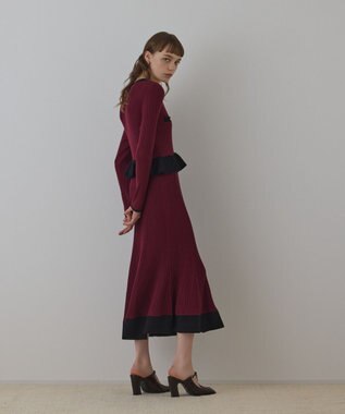 GRACE CONTINENTAL バイカラーニットワンピース ボルドー