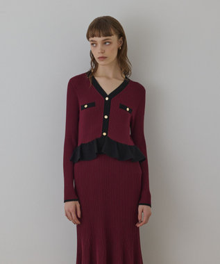 GRACE CONTINENTAL バイカラーニットワンピース ボルドー