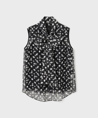 GRACE CONTINENTAL ドットオパールボウタイノースリーブ ブラック