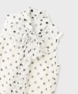 GRACE CONTINENTAL ドットオパールボウタイノースリーブ ホワイト